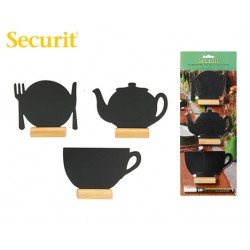 SECURIT ΜΑΥΡΟΠΙΝΑΚΑΣ ΥΓΡΗΣ ΚΙΜΩΛΙΑΣ 10x13,5cm ΜΕ ΞΥΛΙΝΗ ΒΑΣΗ ΤΡΑΠΕΖΙΟΥ ΔΙΑΦΟΡΑ