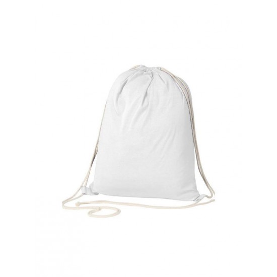 Τσάντα-πουγκί υφασμάτινη 100% cotton λευκή Υ52x40x3εκ.