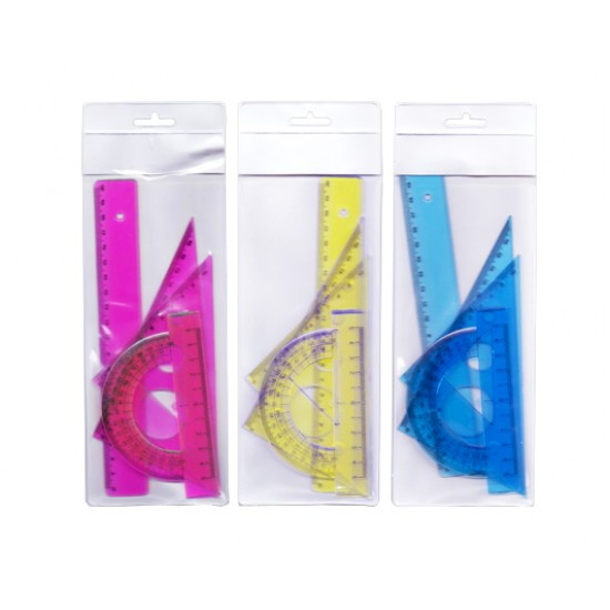 MEΤRON ΓΕΩΜΕΤΡΙΑΣ ΣΕΤ 20cm ΑΣΣΟΡΤΙ ΔΙΑΦΑΝΑ ΧΡΩΜΑΤΑ