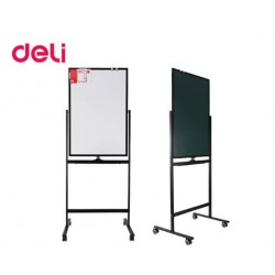 DELI ΠΙΝΑΚΑΣ ΤΡΟΧΗΛΑΤΟΣ 2/ΠΛΗΣ ΟΨΗΣ ΜΑΓΝΗΤΙΚΟΣ ΠΛΑΙΣΙΟ ΜΕΤΑΛΛΙΚΟ 60x90cm ΓΚΡΙ/ΜΑΥΡΟ