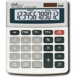 DELI ΑΡΙΘΜΟΜΗΧΑΝΗ 12 ΨΗΦΙΑ ΜΠΑΤΑΡΙΑ / ΗΛΙΑΚΗ 13,4x10,6x3,3cm ΓΚΡΙ