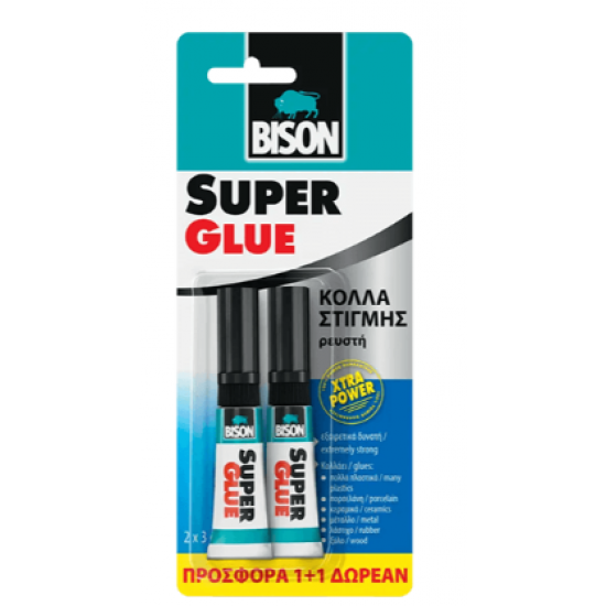 BISON ΚΟΛΛΑ BLISTER ΡΕΥΣΤΗ 3gr SUPER GLUE 1 ΤΕΜΑΧΙΟ & 1 ΤΕΜΑΧΙΟ ΔΩΡΟ BISON ΚΟΛΛΑ BLISTER ΡΕΥΣΤΗ 3gr SUPER GLUE 1 ΤΕΜΑΧΙΟ & 1 ΤΕΜΑΧΙΟ ΔΩΡΟ