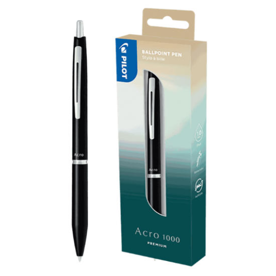 PILOT ΣΤΥΛΟ ΚΟΥΜΠΙ BALLPOINT ΜΑΥΡΟ ΜΕΛΑΝΙ BLISTER 1.0mm ACRO 1000 ΜΑΥΡΟ