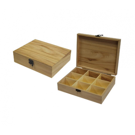 Κουτί ξύλινο με 9 θήκες 23.5x19x6.5εκ.