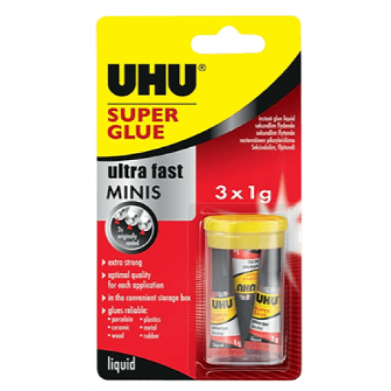 UHU ΚΟΛΛΑ BLISTER SUPER GLUE MINIS 1gr 3 ΤΕΜΑΧΙΑ UHU ΚΟΛΛΑ BLISTER SUPER GLUE MINIS 1gr 3 ΤΕΜΑΧΙΑ