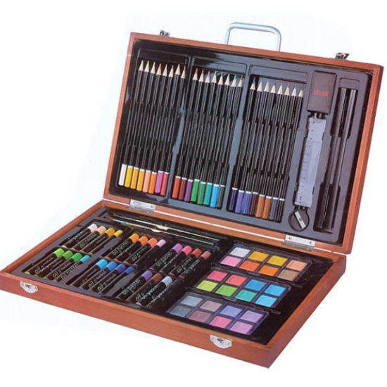 Σετ ζωγραφικής σε ξύλινο κουτί 82τεμαχίων Υ26x43x5εκ.